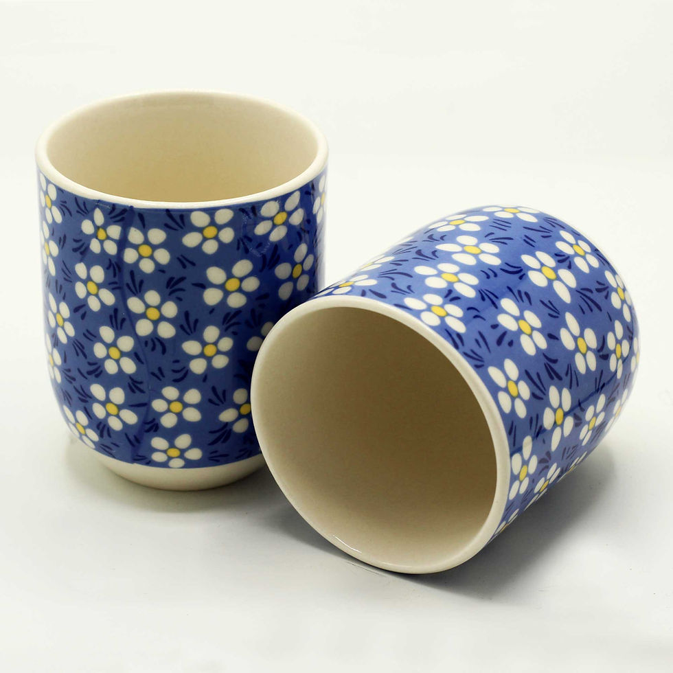 6 Herbal Tea Cups - Blue Daisy