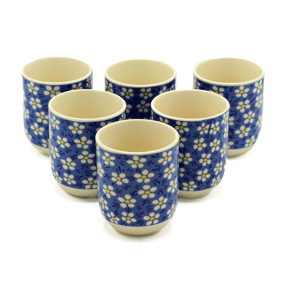 6 Herbal Tea Cups - Blue Daisy