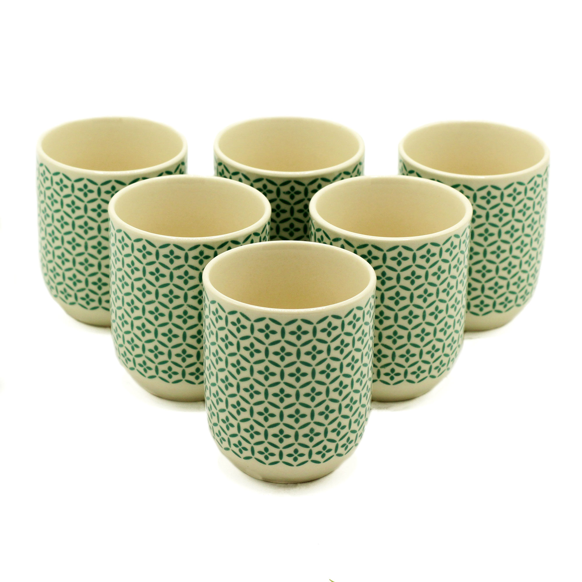 6 Herbal Tea Cups - Green Mosaic