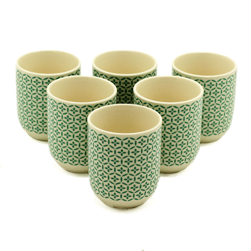 6 Herbal Tea Cups - Green Mosaic