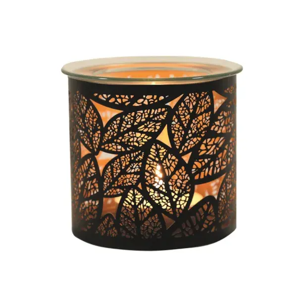 Black Candle Holder / Oil Burner - Leaves