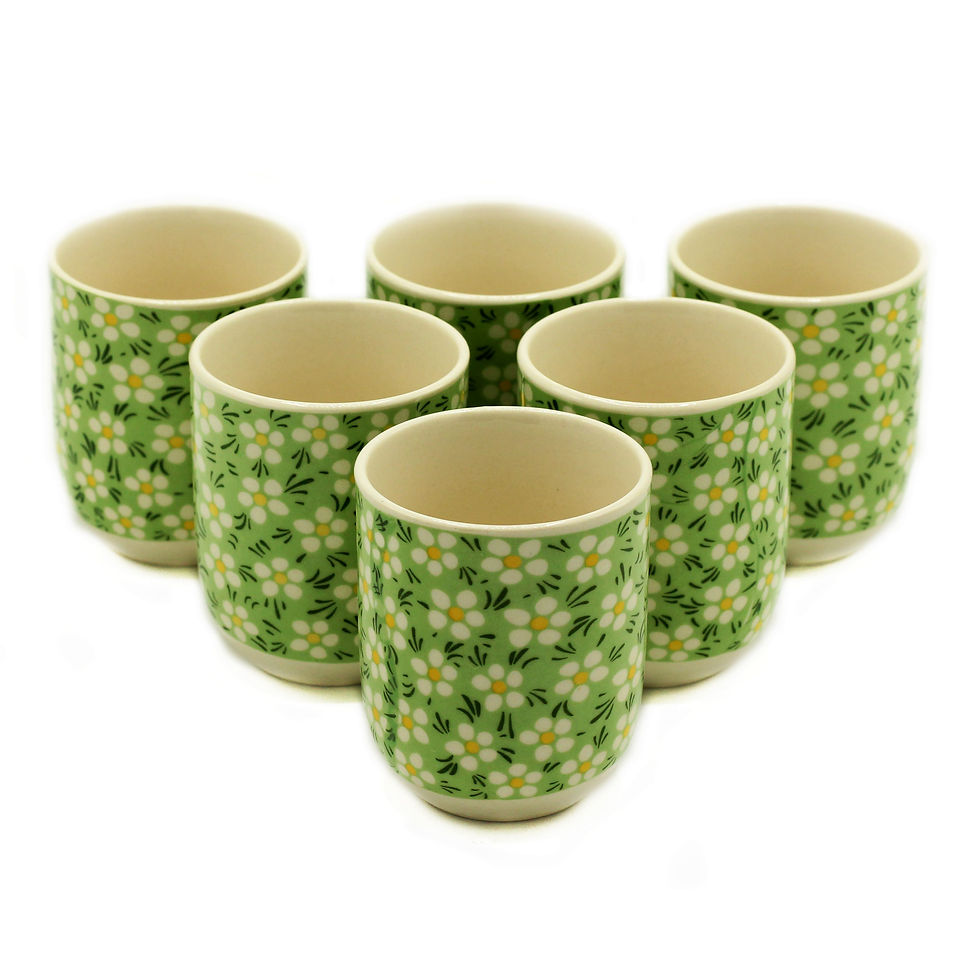 6 Herbal Tea Cups - Green Daisy