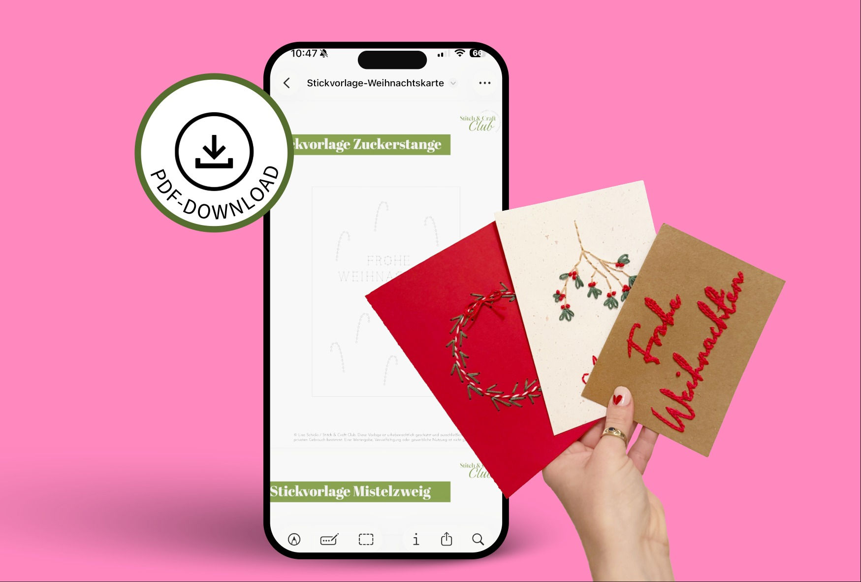 Stickvorlage Weihnachtskarten