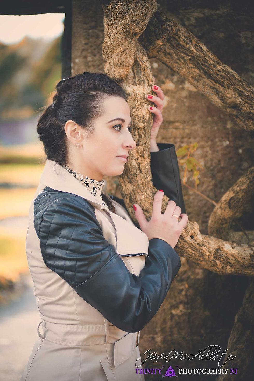 portrait image of model with warm autumnal tones