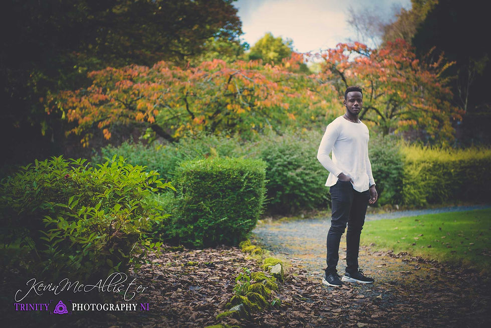 male model in park setting