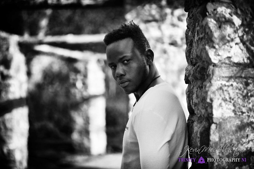 black & white male model portrait