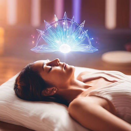 person lying down receiving distant reiki surrounded by crystal light .jpg