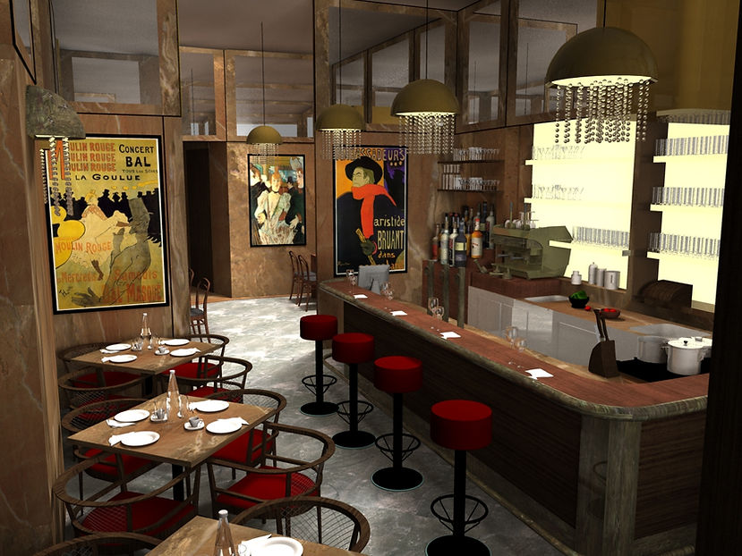 Wine Bar Cafe Creative Spaces rendering