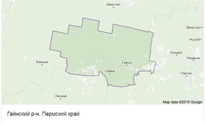 гайнский район карта