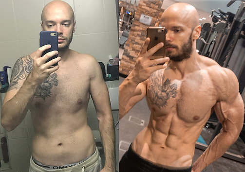 Before and after body recomposition