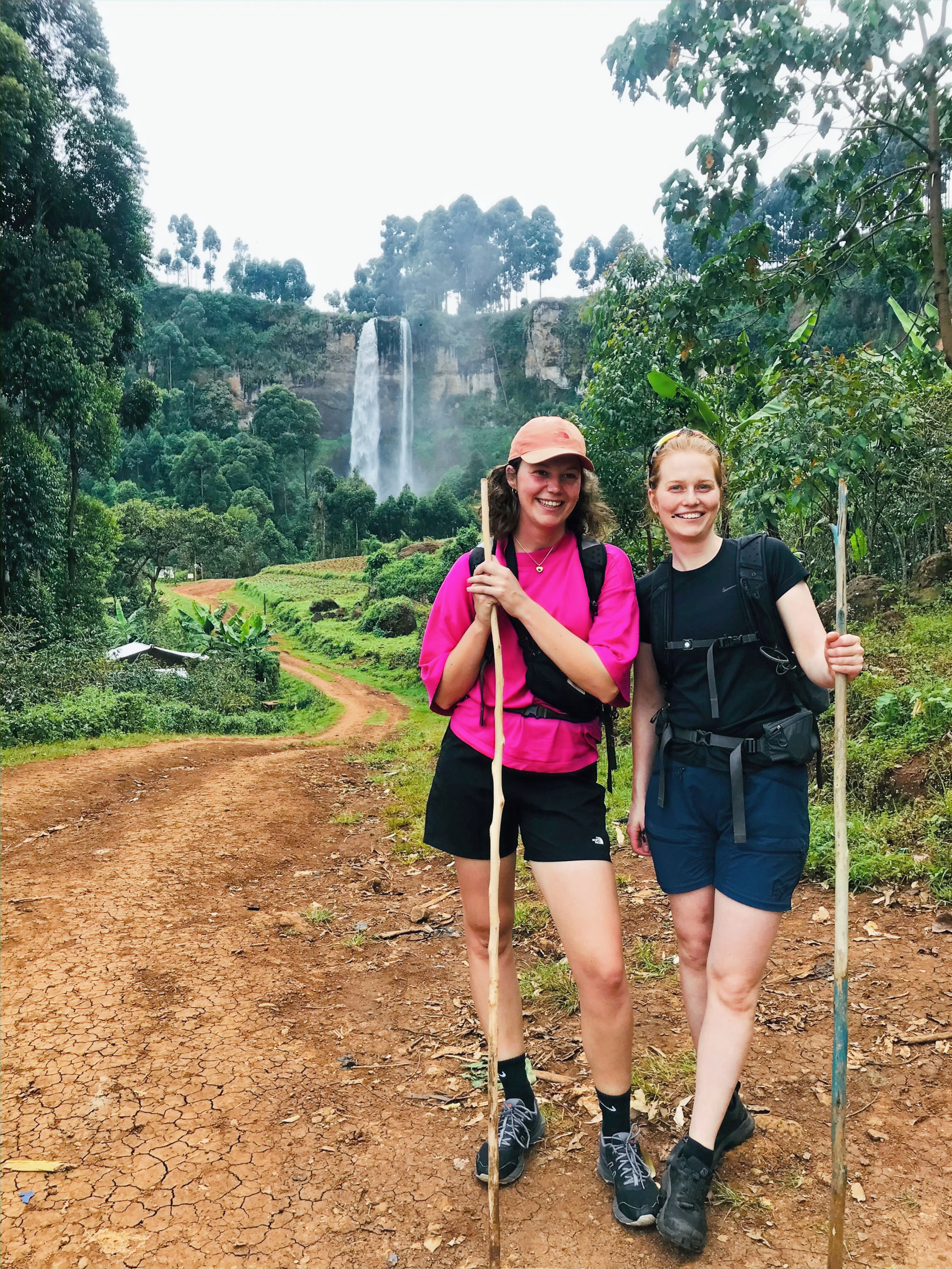 Clients hiking at Sipi Falls