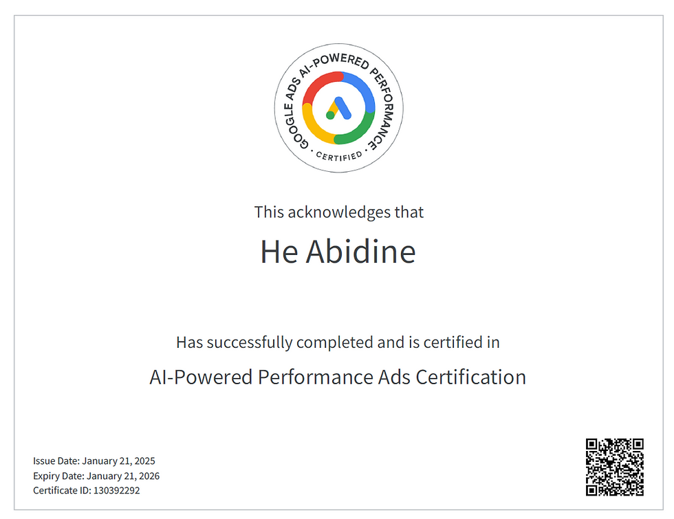 Mon certificat - AI-Powered Performance Ads Certification
