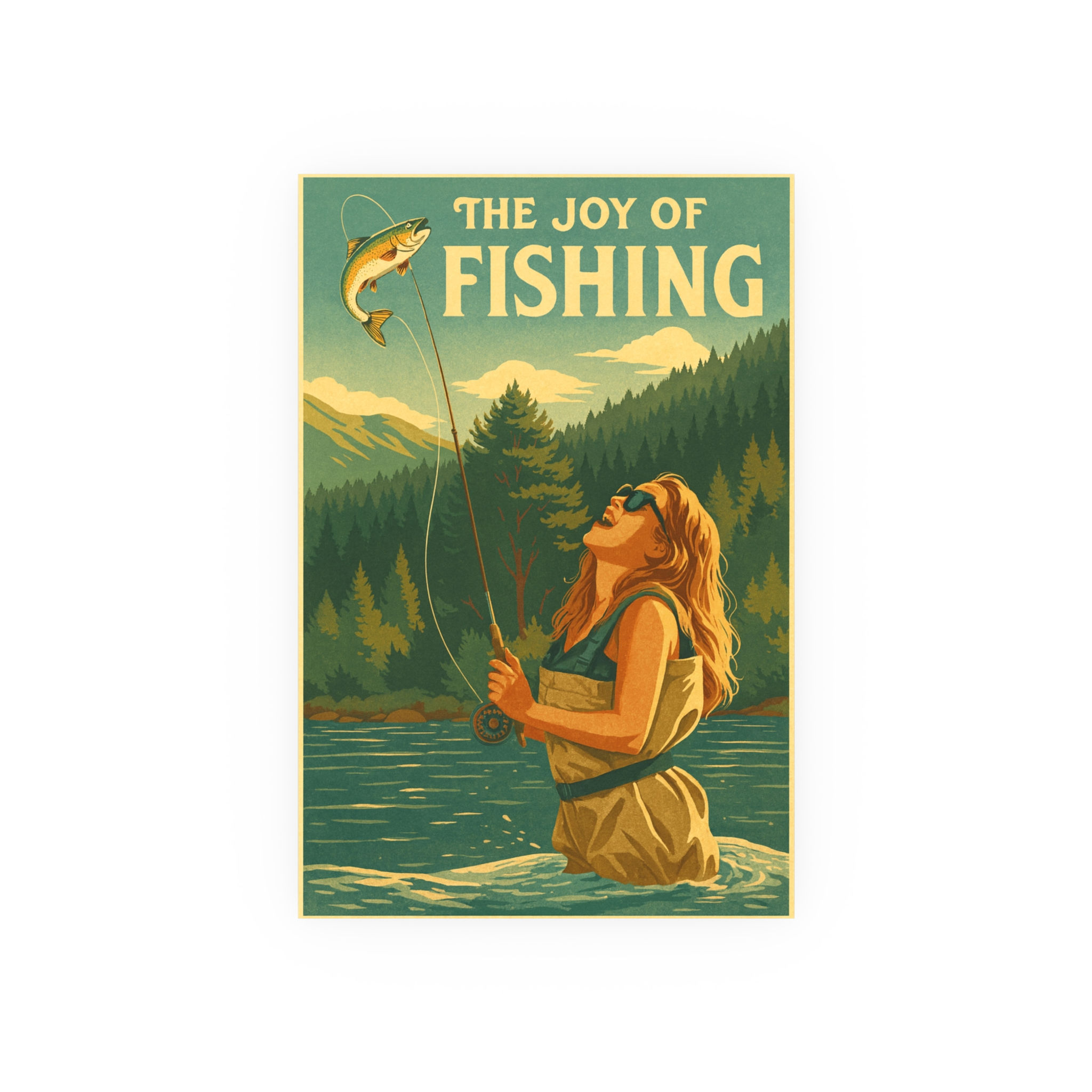 Vintage Fly Fishing Travel Art Poster