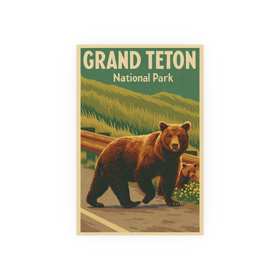 Retro Travel Art Poster Grizzly 399
