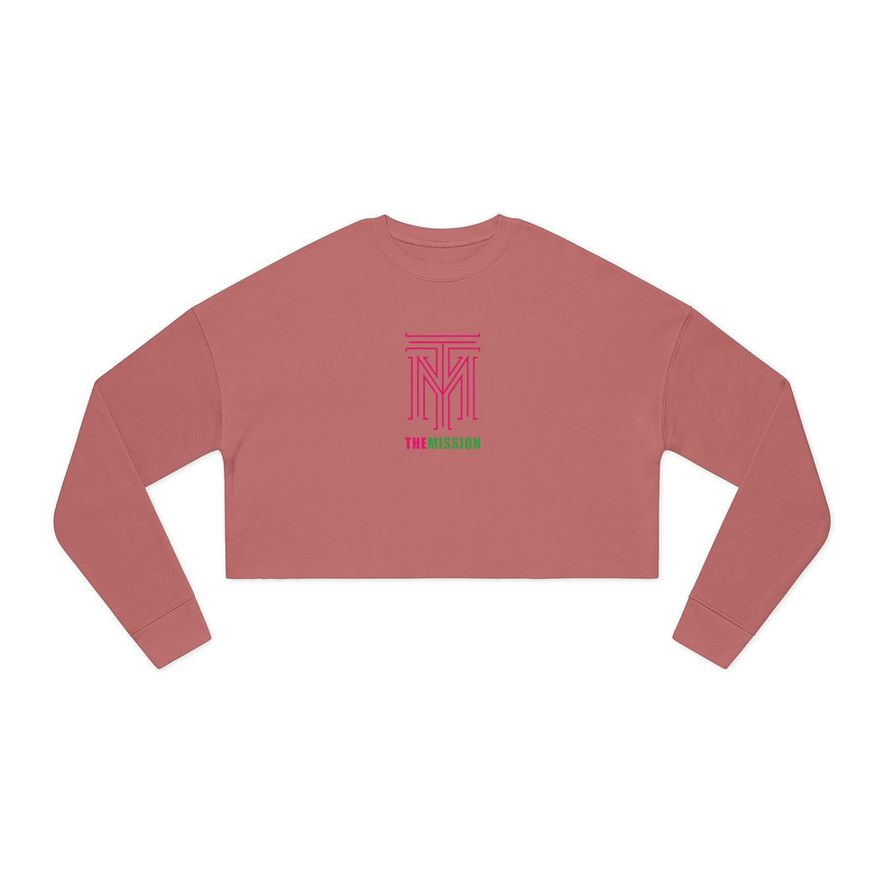 Thumbnail: THE MISSION Cropped Sweatshirt Pink & Green sswpgn