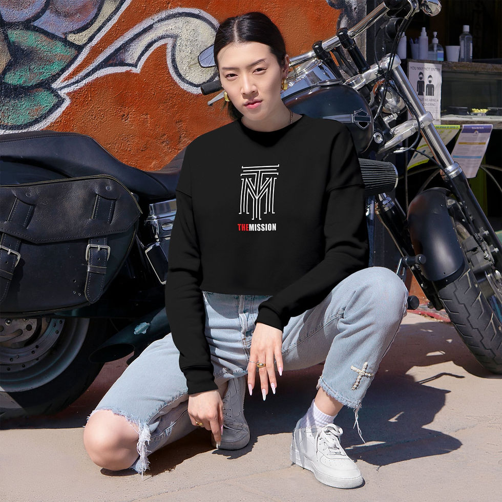 Thumbnail: THE MISSION Cropped Sweatshirt Red & White sswrw