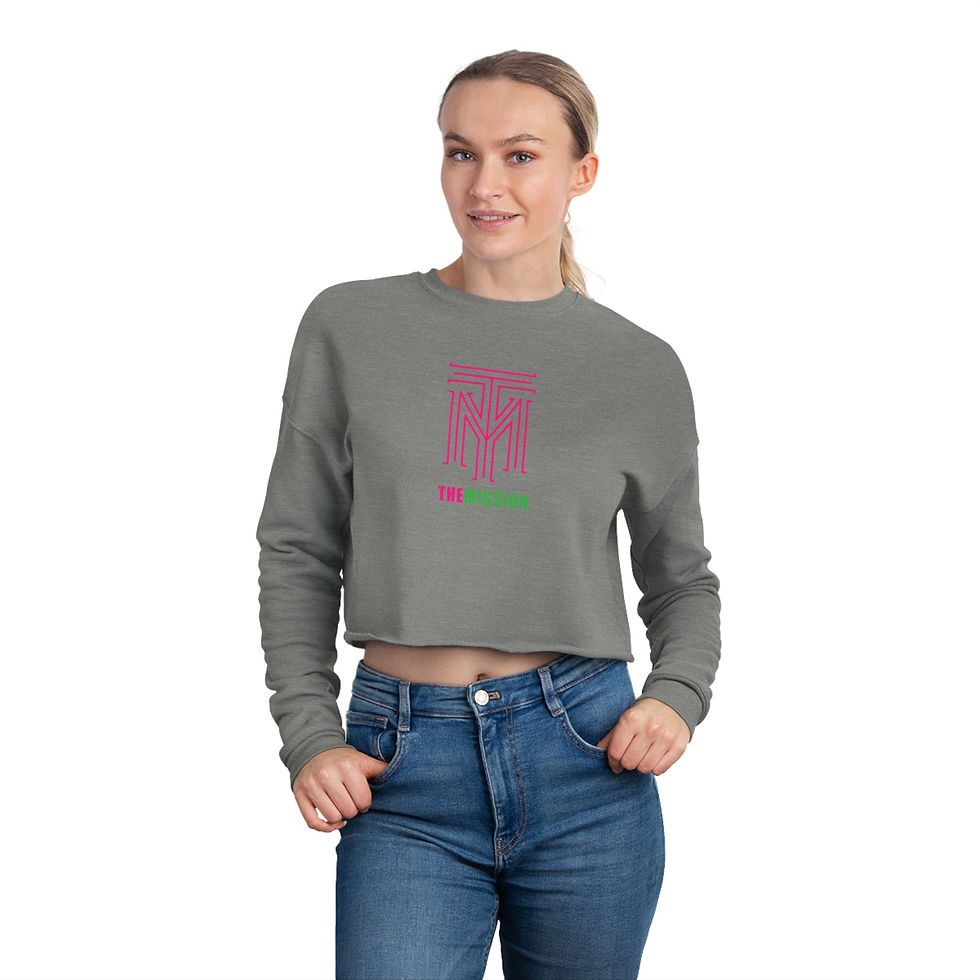 Thumbnail: THE MISSION Cropped Sweatshirt Pink & Green sswpgn