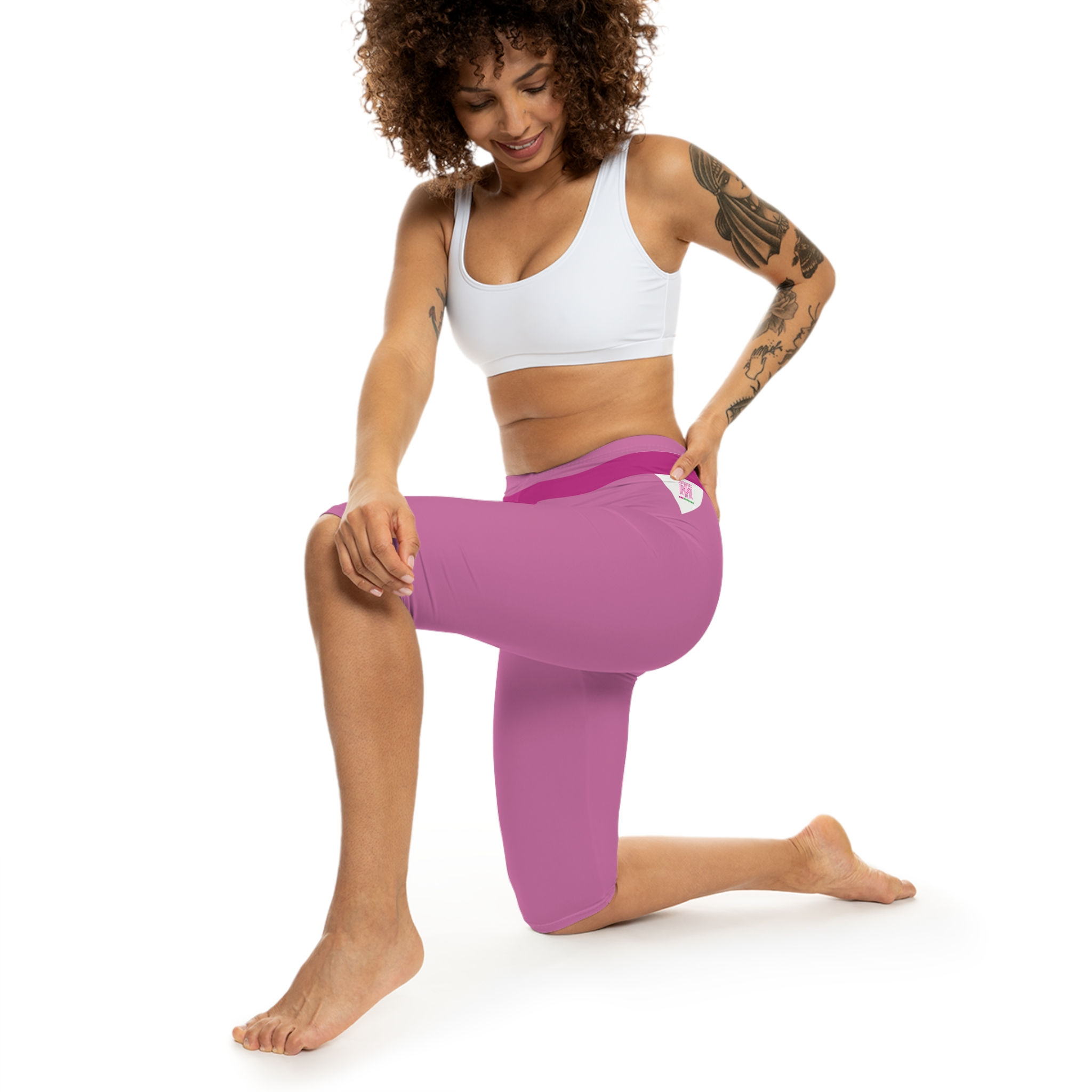 The Mission Women’s Capri Leggings Pink & Green swpgn