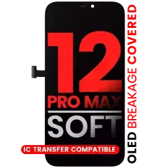 Replacement iPhone 12 Pro Max OLED Screen panel used in professional phone repairs