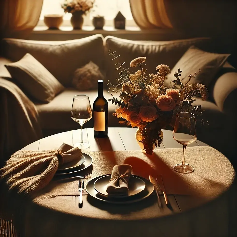 A romantic dinner setting for Emily and James