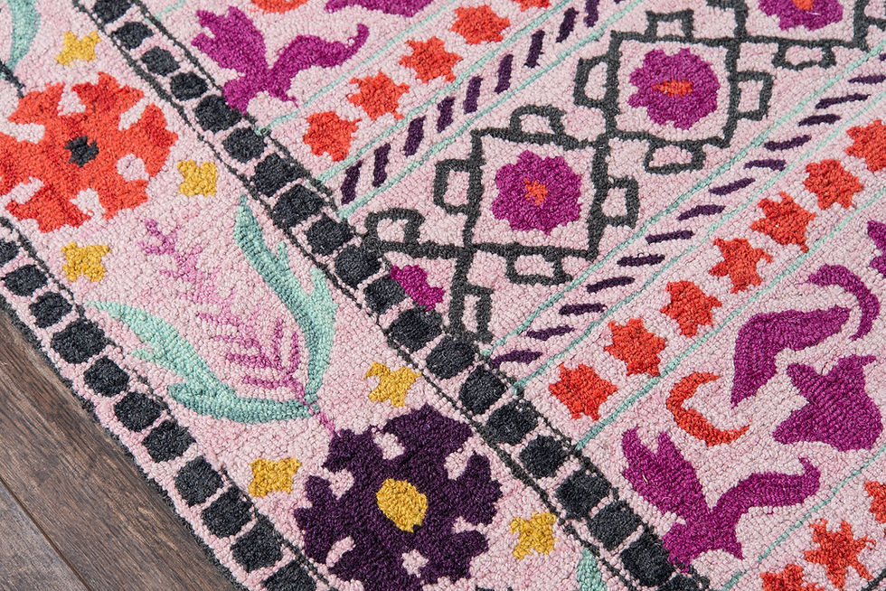 Thumbnail: Momeni Tahoe TA-07 Pink Hand-Tufted Transitional-Tribal Wool Area Rug