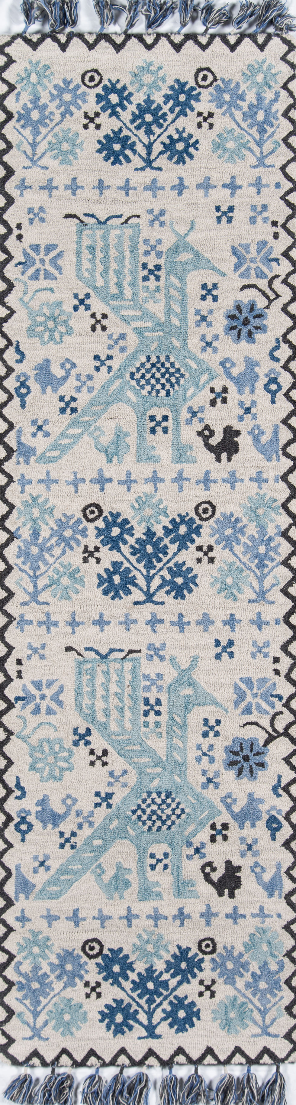 Thumbnail: Momeni Tahoe TA-09 Blue Hand-Tufted Transitional-Tribal Wool Area Rug