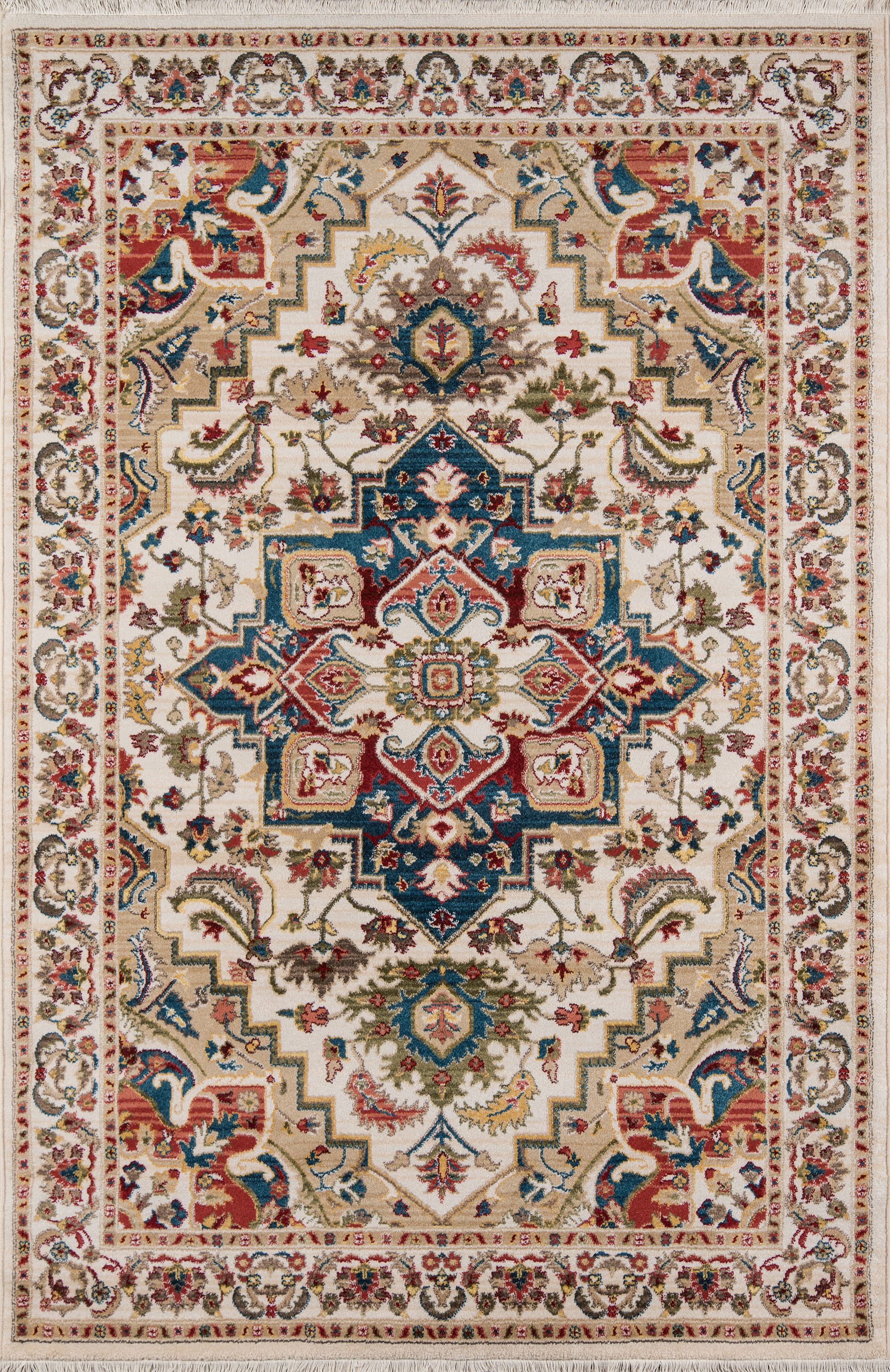 Momeni Lenox LE-01 Ivory Polypropylene Traditional-Medallion Area Rug