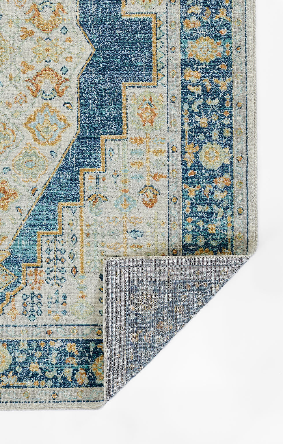 Thumbnail: Momeni Lillihan LIH-5 Navy Polypropylene Traditional-Medallion Area Rug