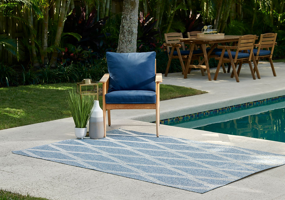 Thumbnail: Momeni Hampton HAM-5 Blue Transitional Indoor/Outdoor Area Rug