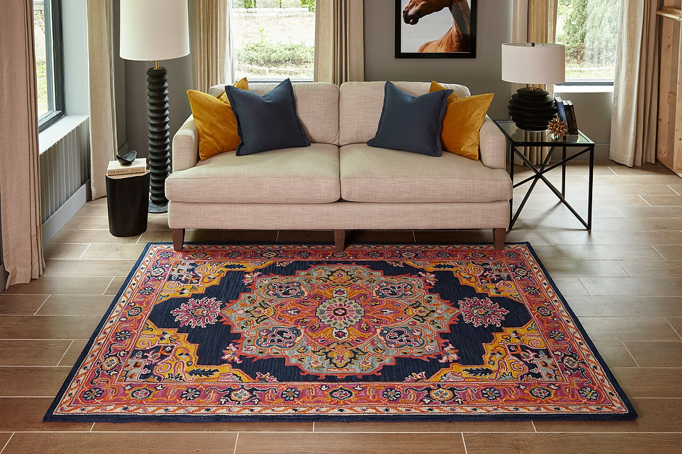 Thumbnail: Momeni Ibiza IBI-1 Navy Hand-Tufted Wool Traditional-Medallion Area Rug