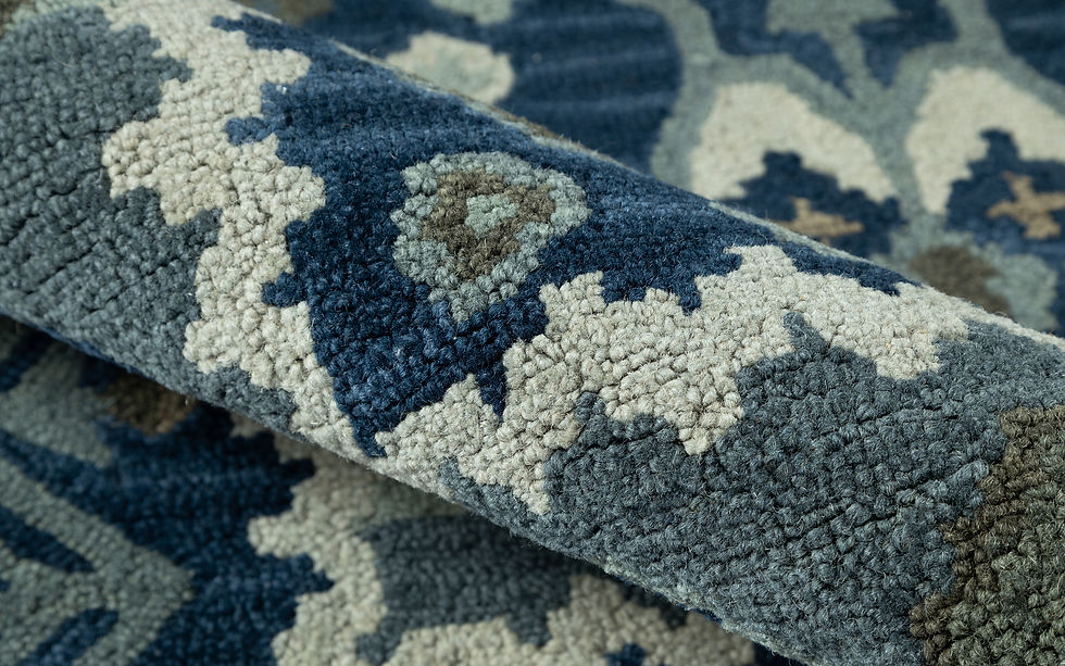Thumbnail: Momeni Tangier TAN-1 Blue Traditional Hand-Tufted Wool Rug