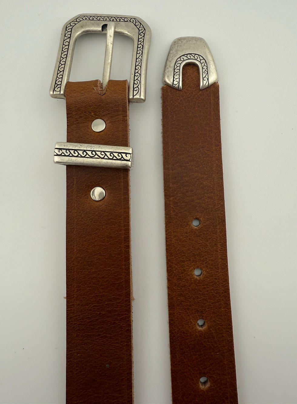 Thumbnail: Wave Pattern Buckle Set with Real Leather Belt 1 1.4'' Inch or 30mm