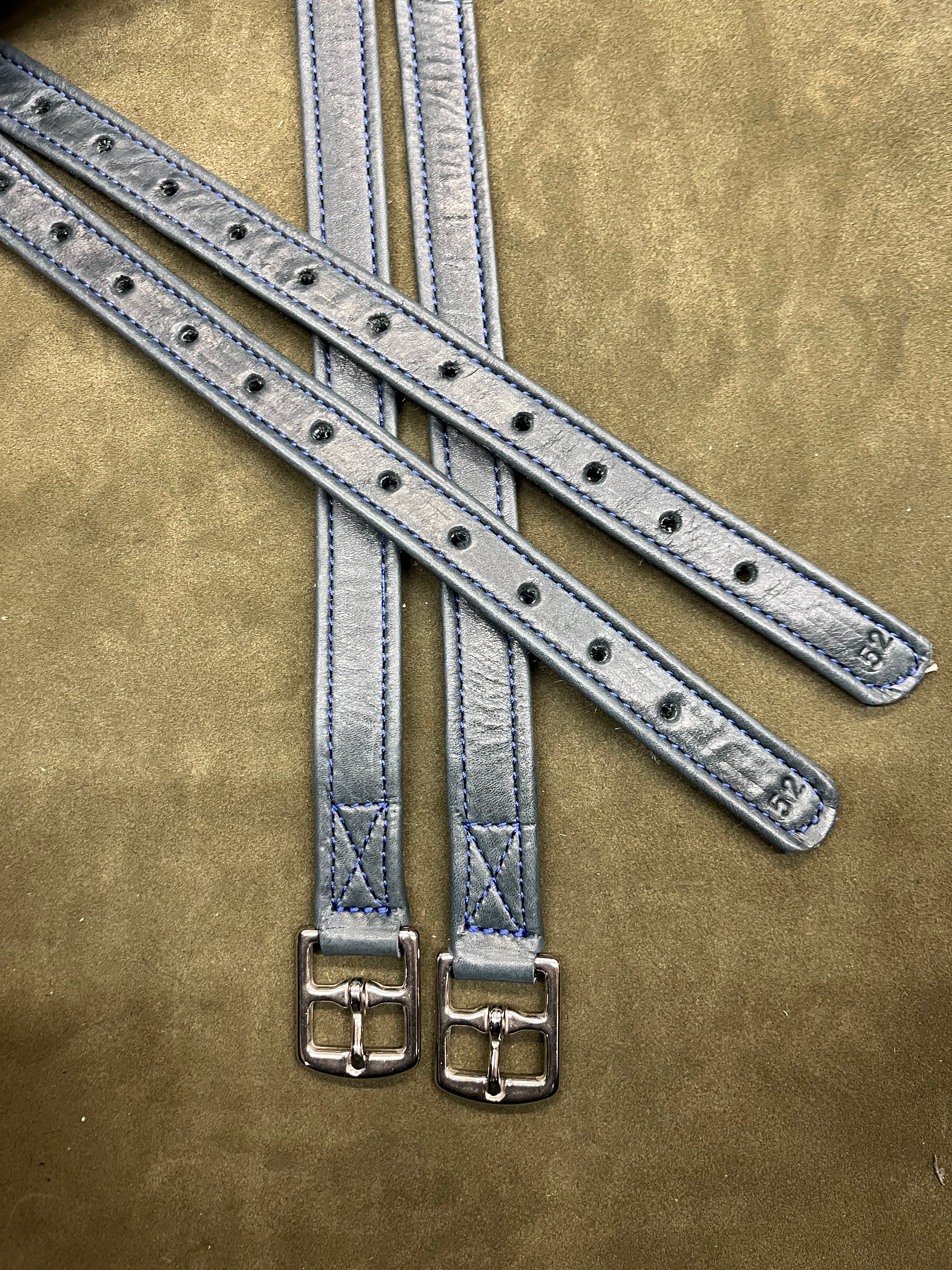 Petrol Blue Stirrup Leathers Calf Covered