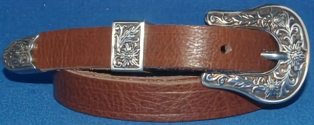 20mm Antique Silver Western Brown Belt
