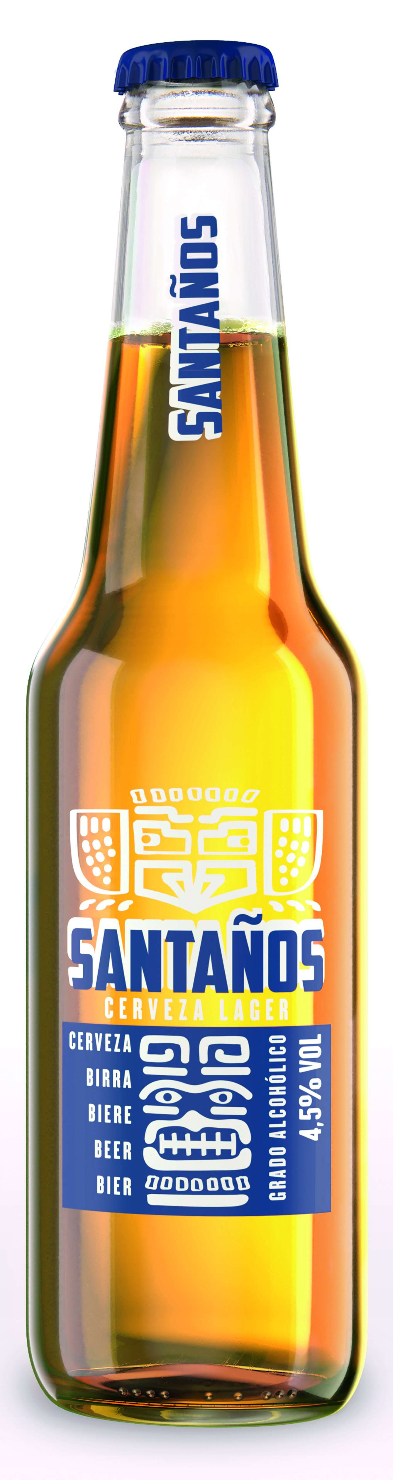 Santanos Lager beer, bere blonda, 4.5% alcool, bax 24 sticle