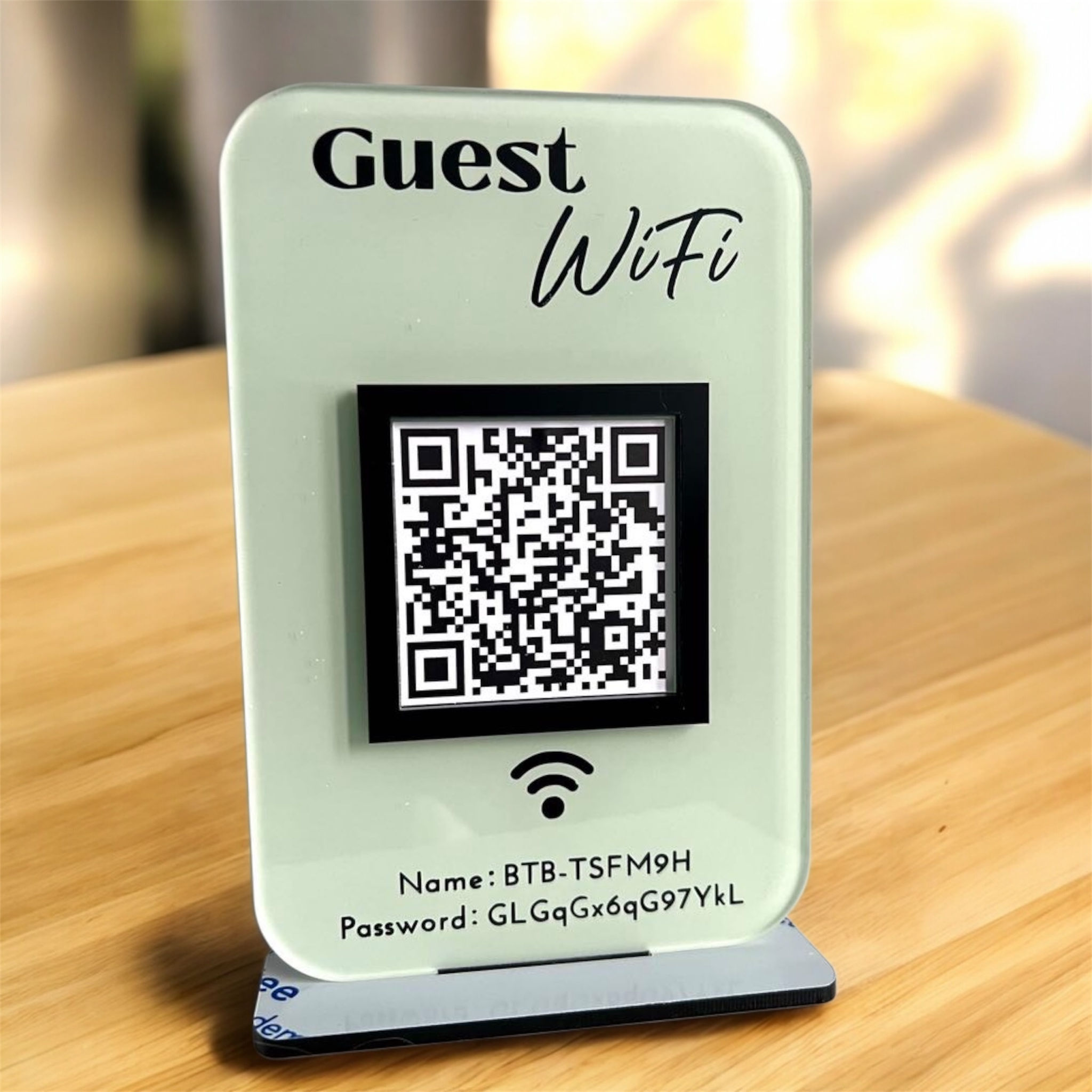 Personalised Mini Acrylic Wi-Fi QR Code Sign with Stand