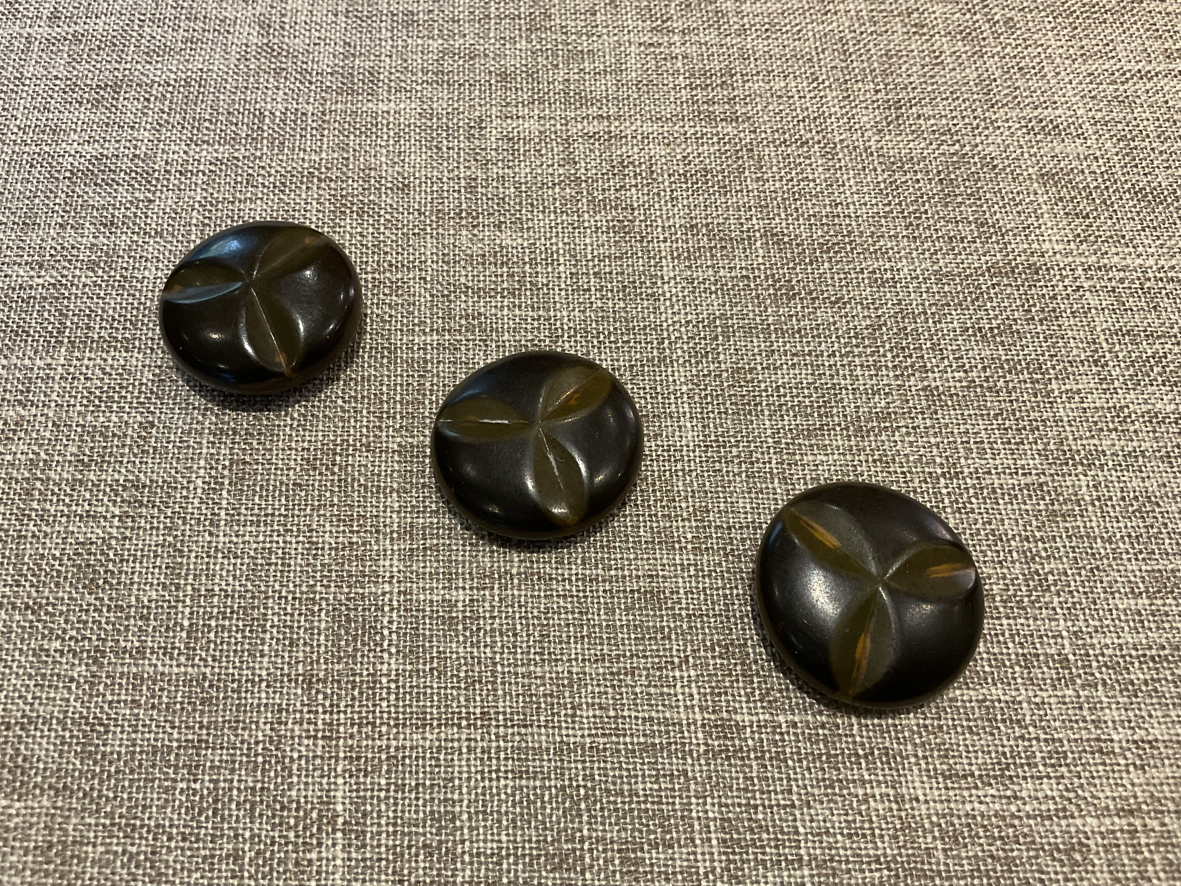 Vintage Brown & Green Celluloid Buttons x 3