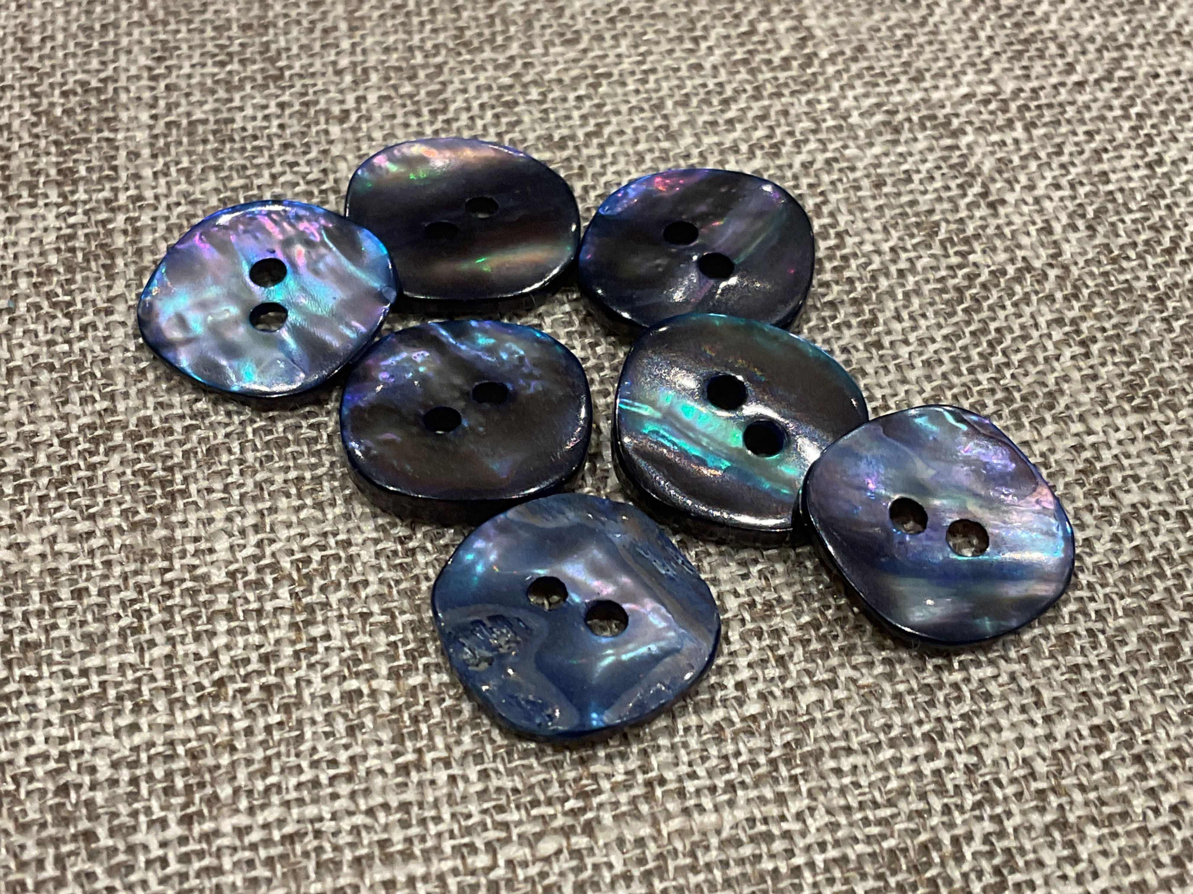 Vintage Petit Blue Mother of Pearl Buttons x8