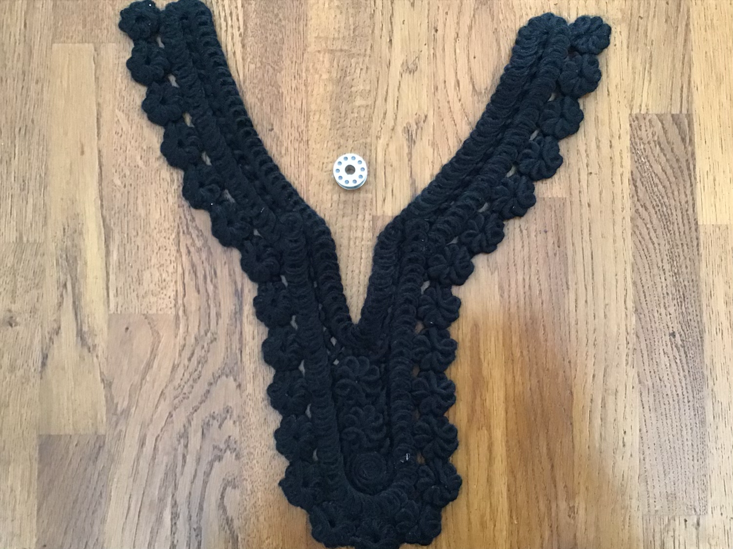 Black Wool Crochet Neckline