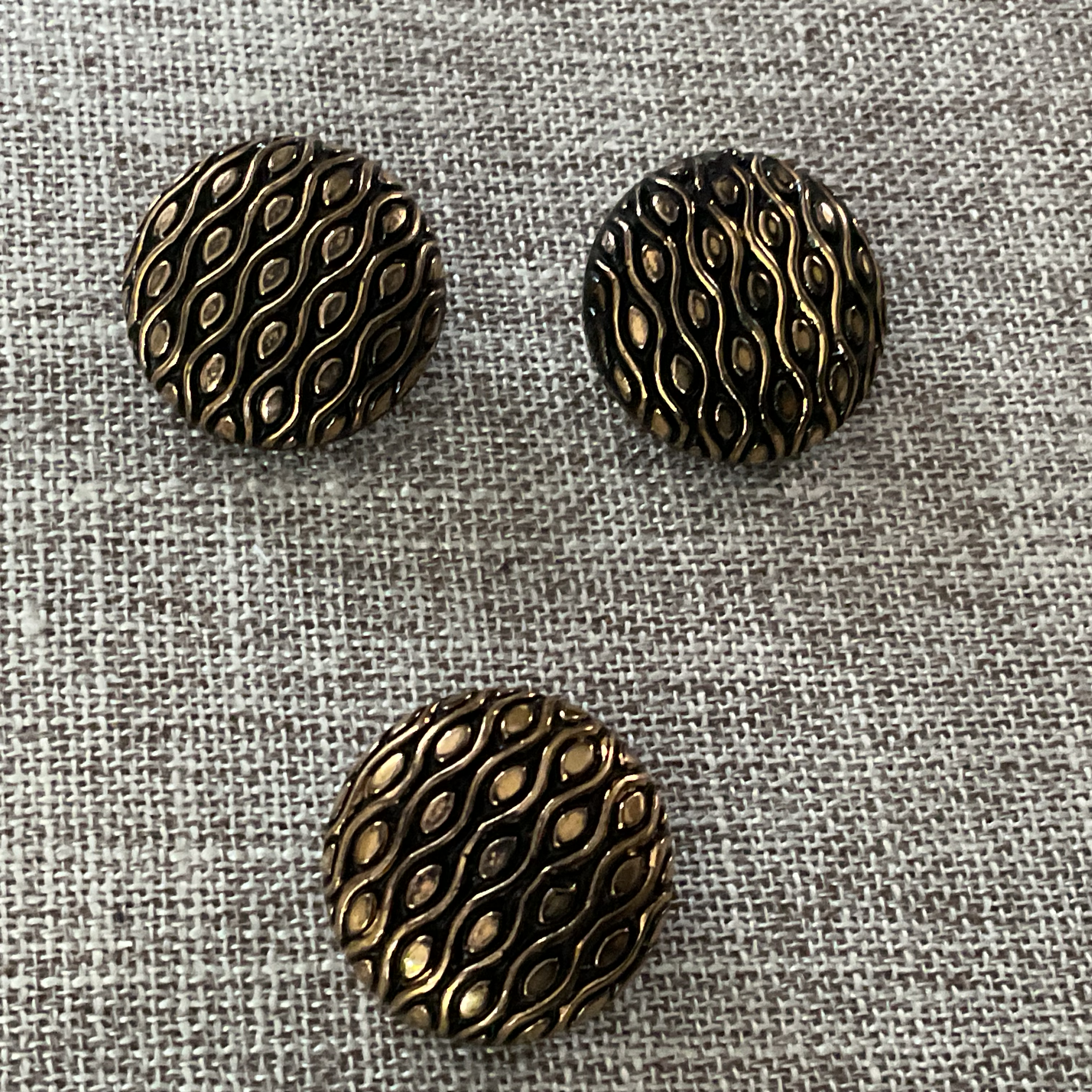  Vintage Bronze Glass Buttons x3