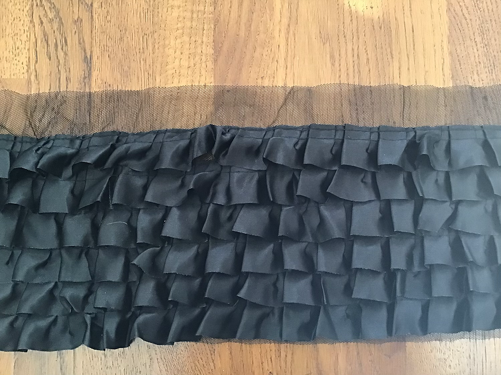 Extra Wide Large Black Ribbon Frill Trim/ 15cm wide