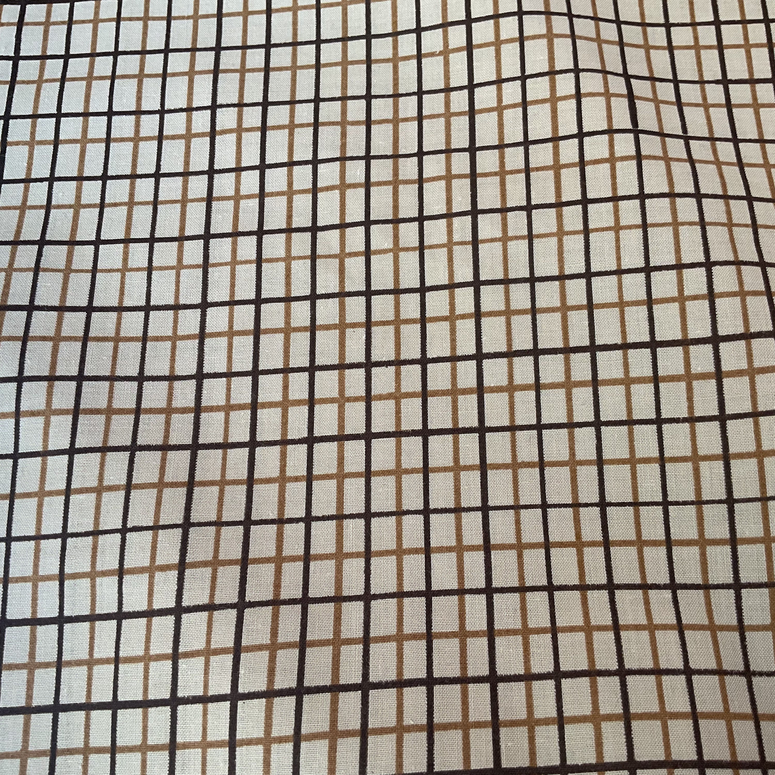 Vintage Brown & Sand Grid Cotton/250cm