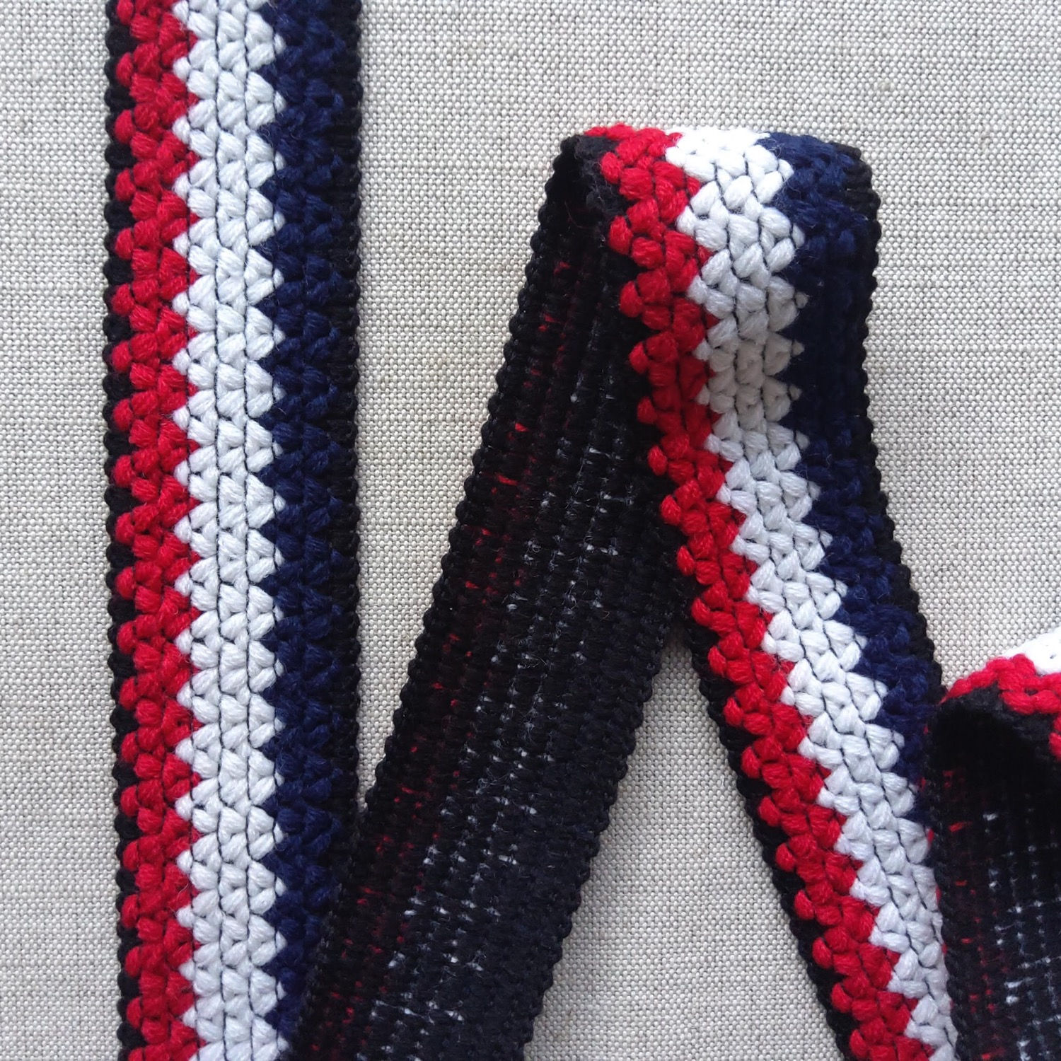 Red White Blue on Black Braid