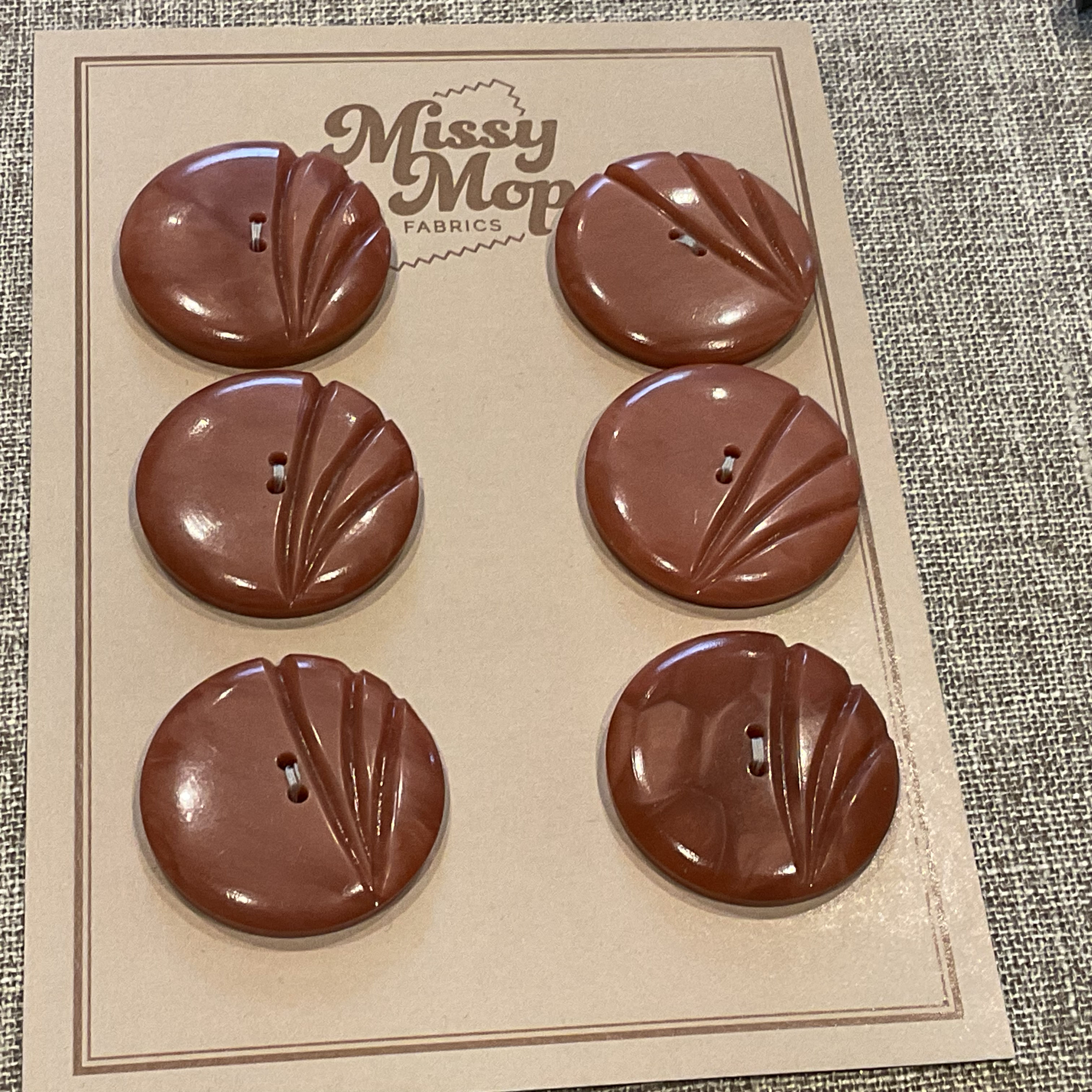 Vintage Dusty Pink Deco Buttons x6