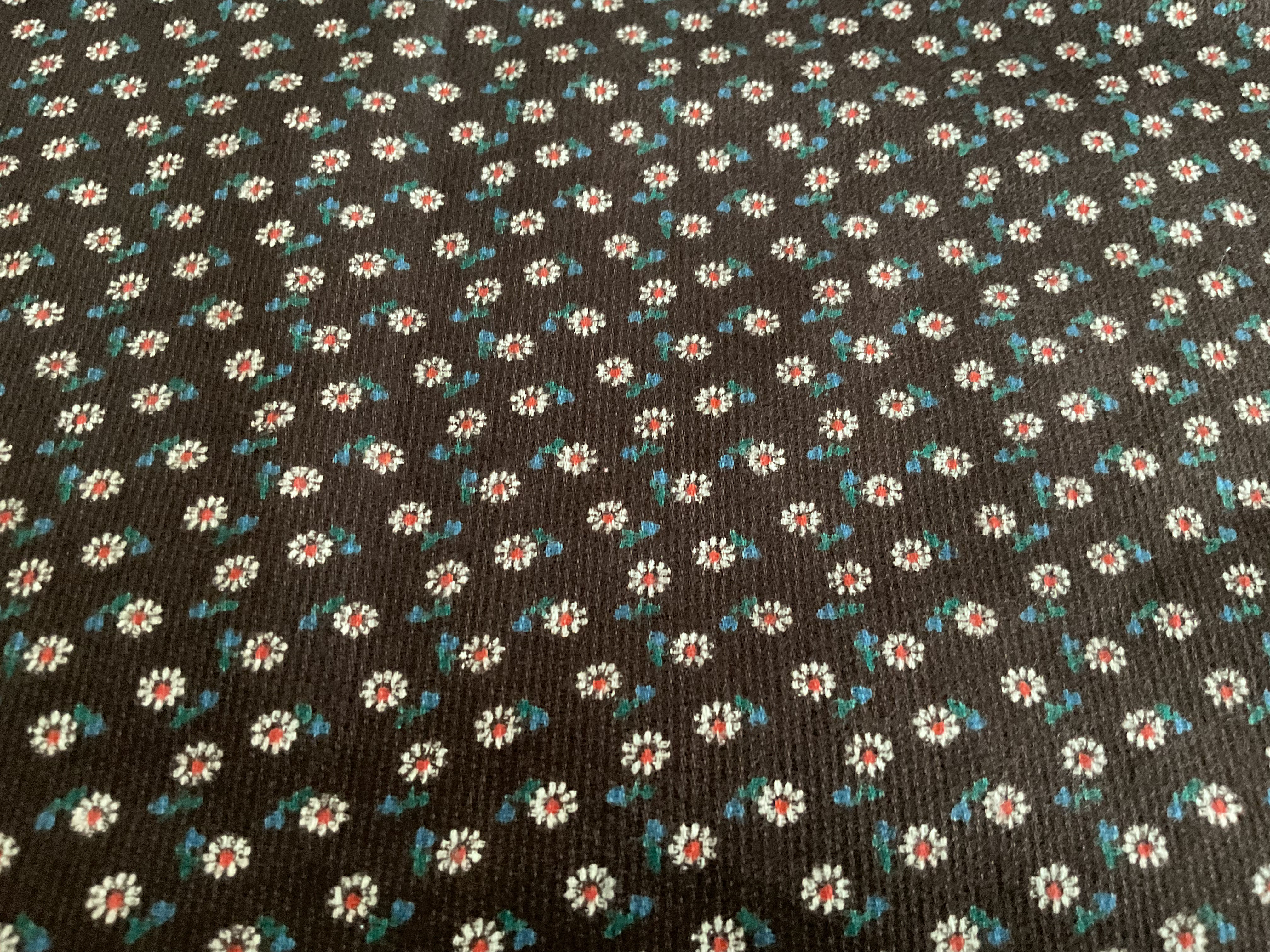 Vintage Dark Brown Floral Corduroy/200cm