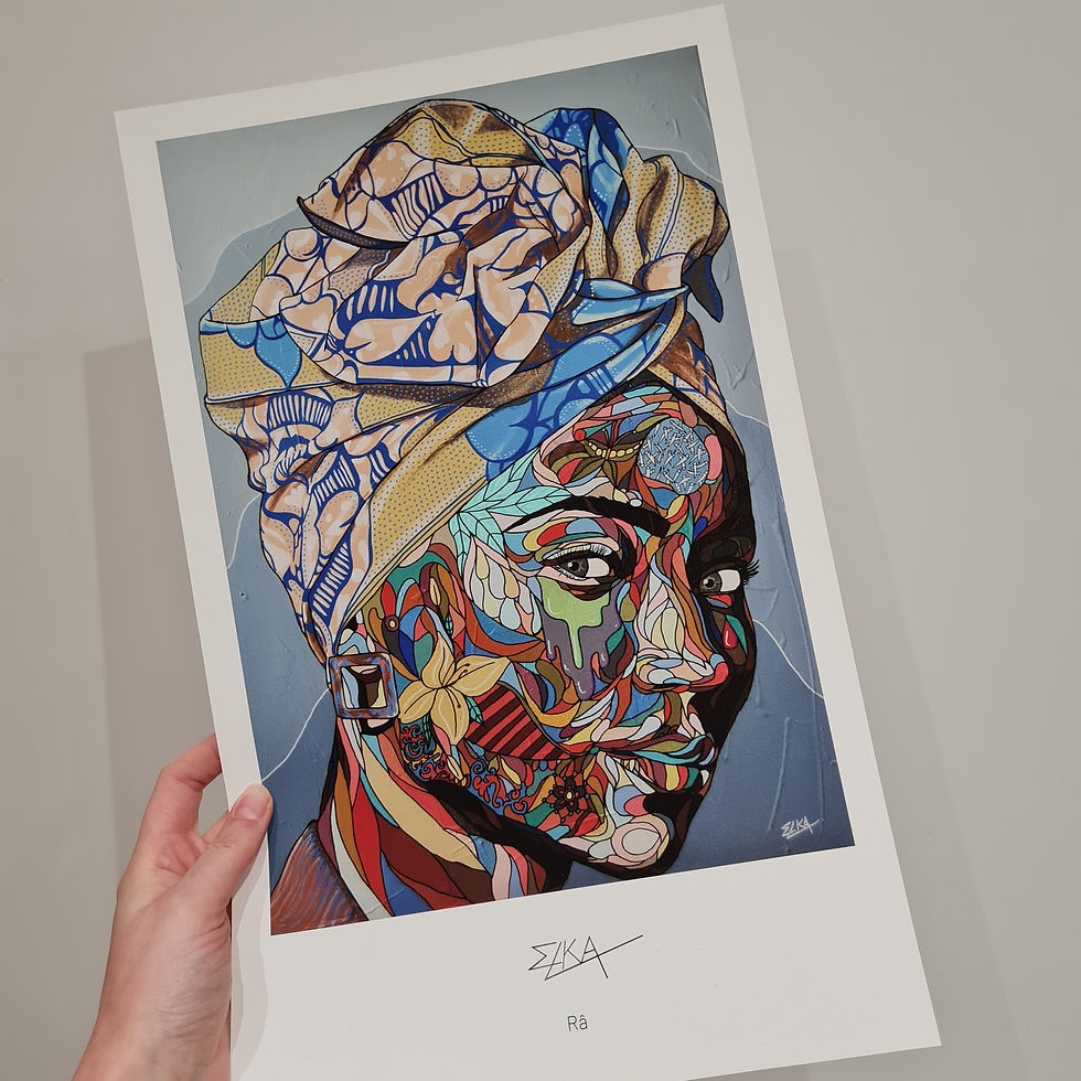 Portrait de femme en turban en version tirage d'art limité par Elka