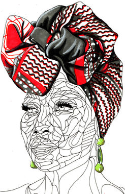 Portrait esquisse à l'encre et au feutre réalisé sur un format A4 par la street artiste Elka