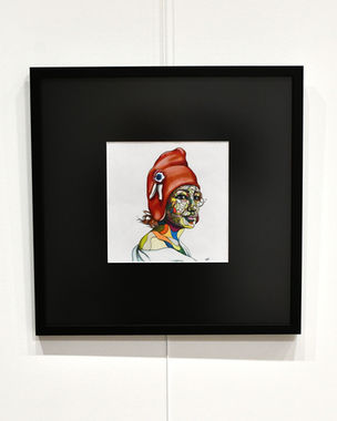 Portrait esquisse à l'encre et au feutre réalisé sur un format A4 par la street artiste Elka