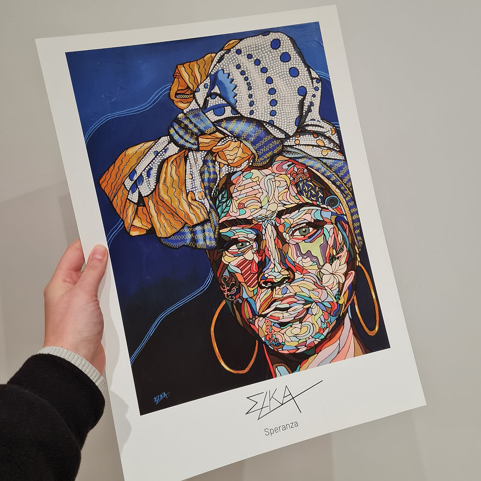 Portrait de femme en turban en version tirage d'art limité par Elka