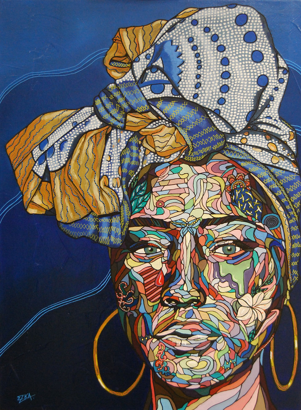 Portrait de femme en turban en version tirage d'art limité par Elka
